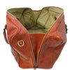Open Compartment View Of The Honey Islander Leather Travel Bag