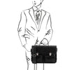Man Posing With The Black Italian Leather Briefcase