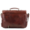 Rear View Of The Brown Italian Leather Briefcase