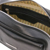 Internal Compartment View Of The Black Mens Wrist Bag