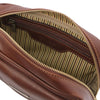 Internal Compartment View Of The Brown Mens Wrist Bag