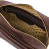 Internal Compartment View Of The Dark Brown Mens Wrist Bag
