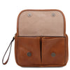 Front Pocket View Of The Natural Mens Wrist Bag