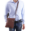 Man Posing With The Brown Mens Leather Bag
