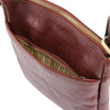 Front Pocket View Of The Brown Mens Leather Bag