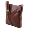 Angled And Shoulder Strap View Of The Brown Mens Leather Bag