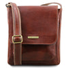 Front View Of The Brown Mens Crossbody Bag Leather