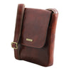 Angled View Of The Brown Leather Crossbody Bag Mens