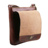 Opening And Closing Flap View Of The Brown Leather Crossbody Bag Mens
