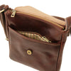 Internal Front Pocket View Of The Brown Leather Crossbody Bag Mens