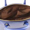 Internal View Of The Small Blue Tote Leather Handbag