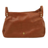 Opening Flap View Of The Cognac Soft Leather Hobo Handbag