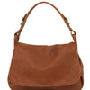 Front View Of The Cognac Soft Leather Hobo Handbag
