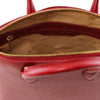 Internal Zip Pocket View Of The Small Red Tote Leather Handbag