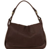 Front View Of The Dark Brown Soft Leather Hobo Handbag