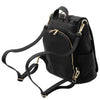 Rear Compartment And Shoulder Strap View Of The Black Ladies Backpack