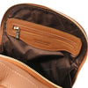 Internal Zip Pocket View Of The Cognac Ladies Backpack