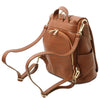 Rear Compartment And Shoulder Strap View Of The Cognac Ladies Backpack