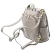 Rear Compartment And Shoulder Strap View Of The Light Grey Ladies Backpack