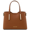 Front View Of The Cognac Ladies Small Leather Handbag