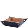 Angled View Of The Dark Blue Large Leather Desk Tidy Tray