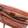 Internal Features View Of The Brown Leather Messenger Bag Men's