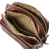 Internal Compartments View Of The Brown Mens Crossbody Bag