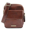 Front View Of The Brown Mens Crossbody Bag