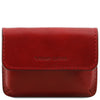 Front View Of The Red Leather Card Holder