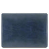 Front View Of The Dark Blue Leather Desk Pad Of The Leather Desk Set