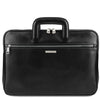 Front View Of The Black Leather Document Briefcase