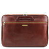 Retractable Handle View Of The Brown Leather Document Briefcase
