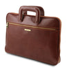 Angled View Of The Brown Leather Document Briefcase