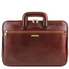 Front View Of The Brown Leather Document Briefcase