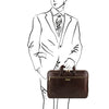 Man posing with The Dark Brown Leather Document Briefcase