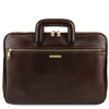 Front View Of The Dark Brown Leather Document Briefcase