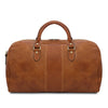 Rear View Of The Travel Bag Of The Natural Leather Duffle Bag Large And Travel Toiletry Bag
