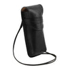 Angle View Of The Black Leather Eyeglasses Case