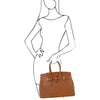 Woman Posing With The Cognac Leather Womens Handbag
