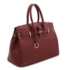 Angled View Of The Red Leather Womens Handbag