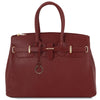 Front View Of The Red Leather Womens Handbag