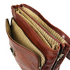 Angled Internal View Of The Brown Leather Laptop Briefcase