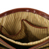 Internal Pocket View Of The Brown Leather Laptop Briefcase