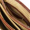 Zipper Pocket View Of The Brown Leather Laptop Briefcase