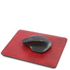 Angled With Mouse View Of The Red  Leather Mouse Pad Of The Leather Desk Set