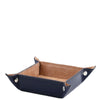 Angled View Of The Dark Blue Small Leather Desk Tidy Tray