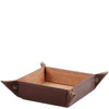Angled View Of The Brown Large Leather Desk Tidy Tray