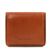 Front View Of The Honey Leather Wallet With Coin Pocket