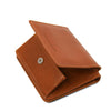 Partial Opening View Of The Honey Leather Wallet With Coin Pocket