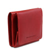 Angled View Of The Red Leather Wallet With Coin Pocket
